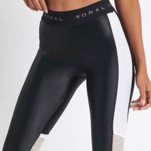 Koral. Black White Emblem Cropped Legging